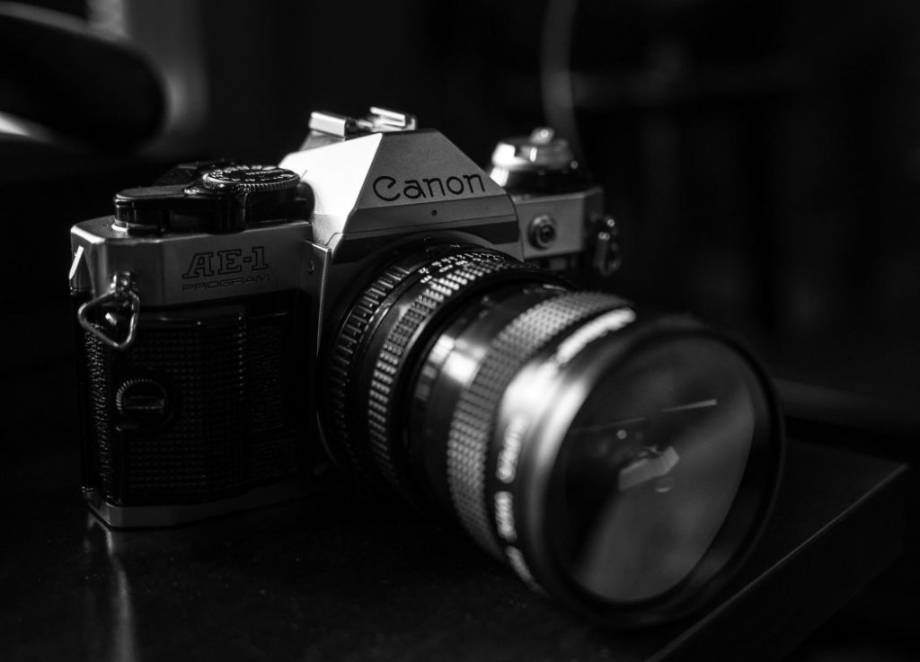 Grayscale Photo of Canon Ae-1 Camera