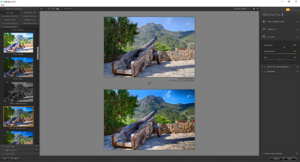 Compare view for HDR images